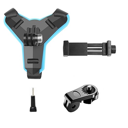 Helmet Mount- Multipurpose Helmet Chin Strap Mount with Mobile Holder Clip & Screw Compatible with All Smart Phones Go pro Hero 9/8/7/6,SJCAM, Yi, DJI Osmo Action & Other Action Cameras