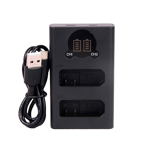 Captor EN-EL14 Dual Battery Charger – Fast Charging with LCD Display & Type-C Cable for Nikon