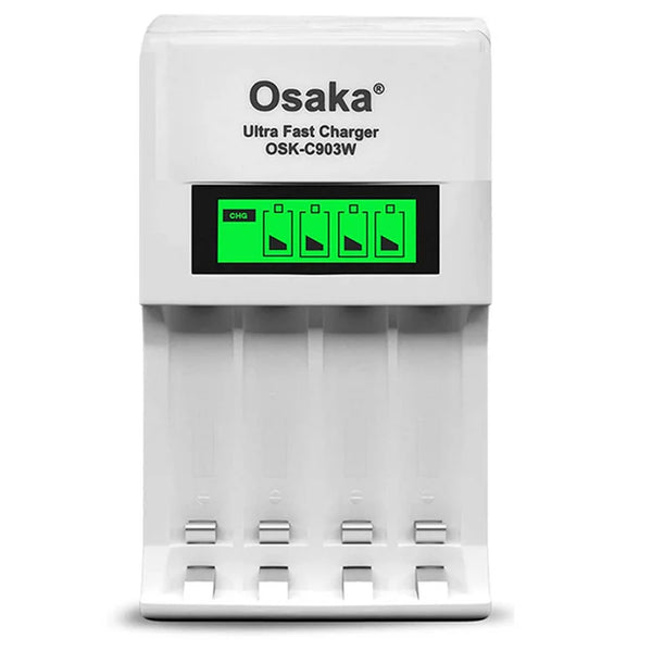 Osaka Ultra Fast Charger OSK-C903W LCD Charger for  CellAA and AAA Ni-mh Rechargeable Batteries (White)