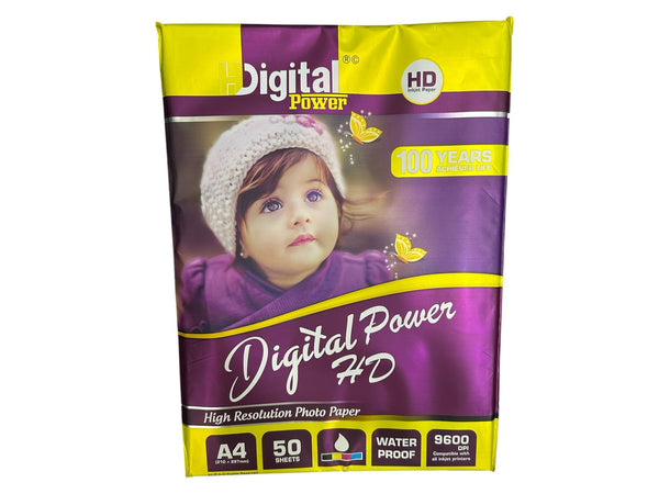 HD DIGITAL POWER Photo Paper 180GSM Glossy A4 Size