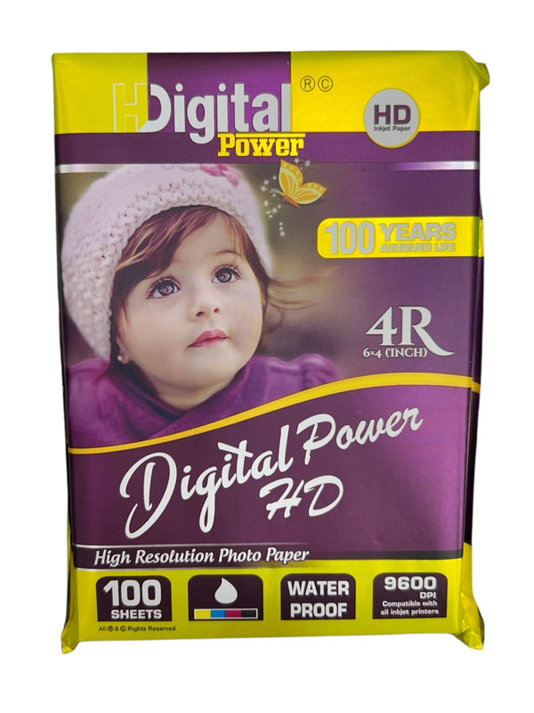 HD DIGITAL POWER Photo Paper 180GSM Glossy 4X6 Size 100 Sheets