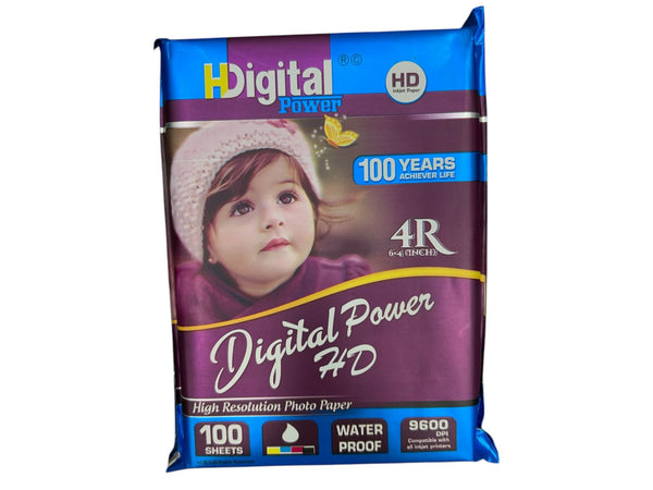 HD Digital Power RC Glossy Photo Paper – 4x6 Size, 230 GSM, 100 Sheets, Waterproof, Pure Original RC Paper